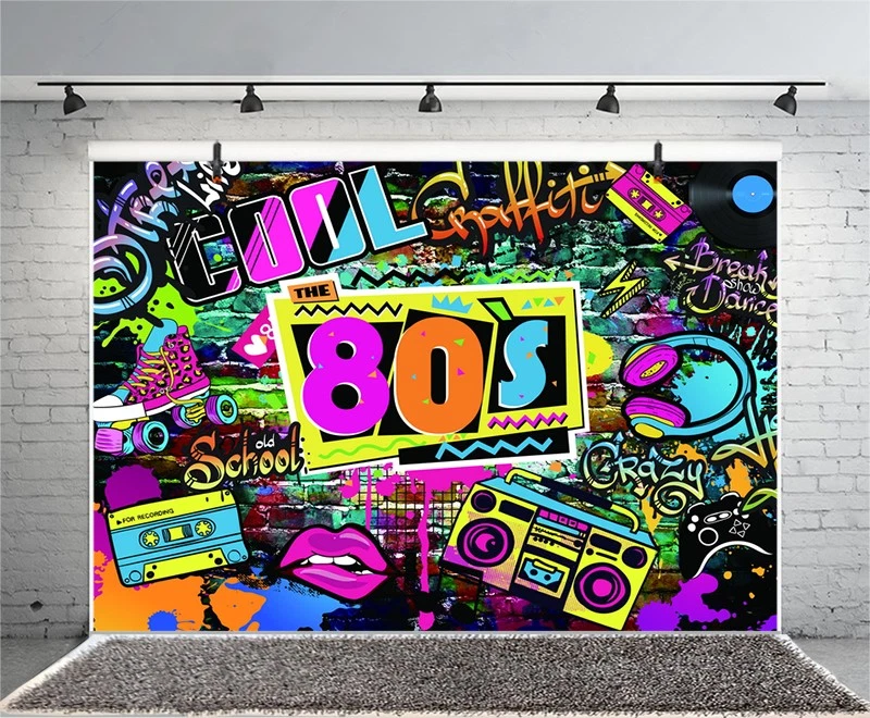 Espalda de fondo de los 80 graffiti hip pop fiesta disco música foto fondo pancarta Foto 3 de 4