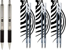 Zebra Pen G-402 Stainless Steel Retractable Gel Pen Refills, Fine Point,