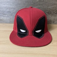 Deadpool Hat Cap Snap Back One Size Red Black Marvel Embroidered Mens Superhero