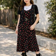 Vintage R&K Originals Floral Midi Dress Cardigan Set Cottagecore Rose Print 8