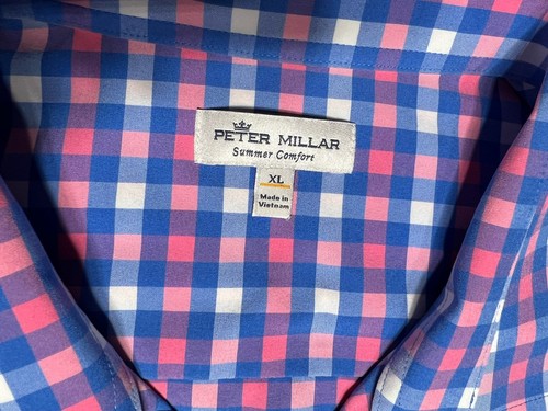 Peter Millar Koszula Męska XL Niebieska Koralowa Lato Komfort Zapinana na guziki Performance Kraid - Zdjęcie 4 z 7