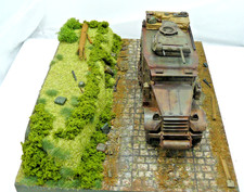 built 1/35-CAPTURED M3 1/2 TRACK OST FRONT SCOUT CAR-BASE 8X10 IN -WHAT IF -'44