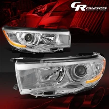 PAIR CHROME AMBER PROJECTOR HEADLIGHTS LH+RH FOR 2014-2016 TOYOTA HIGHLANDER