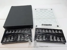 LEED’S Glass Promotion Fidelity Investment Bank Chess Set - Unused