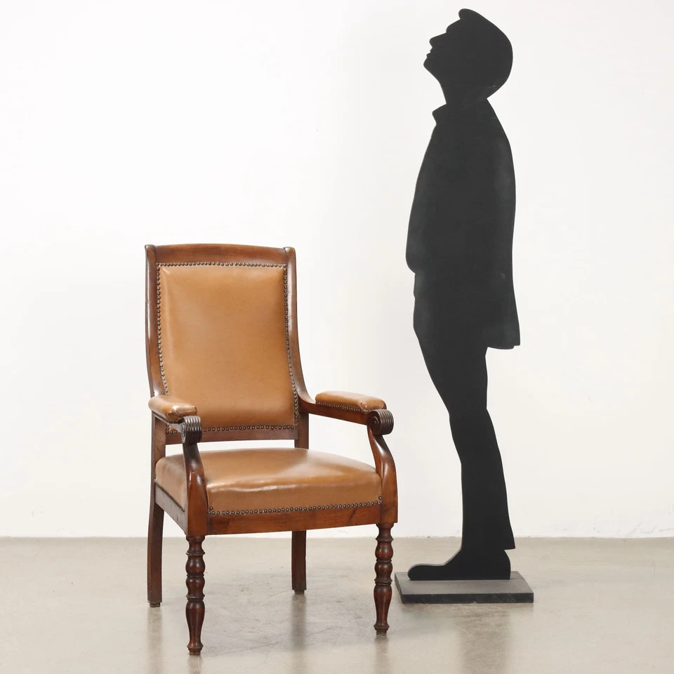 Fauteuil Louis Philippe Ancien Noyer Italie XIXe Siècle Original - Photo 2/4