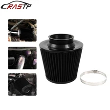 3" 76mm High Flow Inlet Cold Air Intake Cone Replacement Dry Air Filter Black
