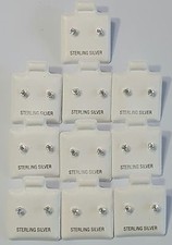 3 mm Round Cubic Zirconia Stud Earrings 10 PAIRS Wholesale 925 Sterling Silver.