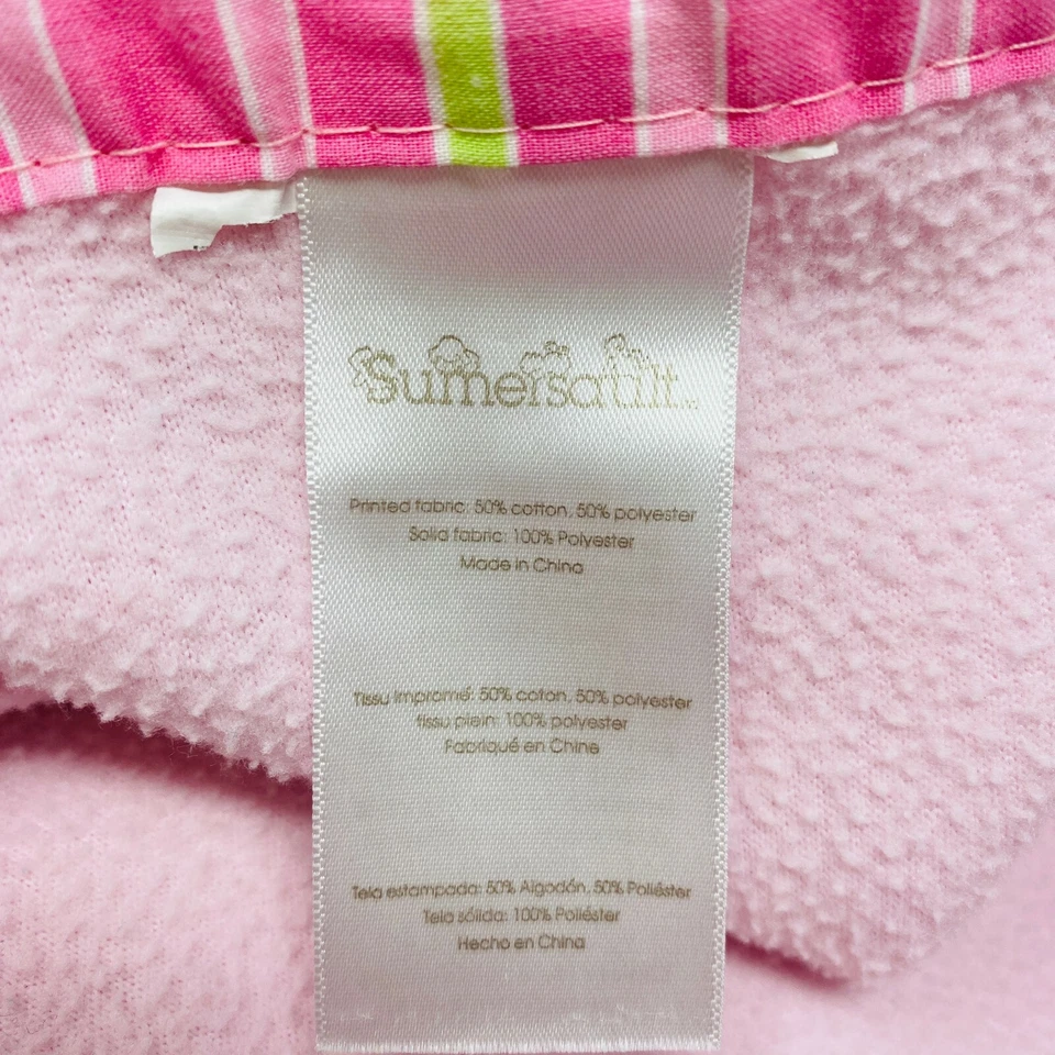 Manta Bebé Sumersault Rosa con Borde a Rayas Rosa y Verde Seguridad Lovey Foto 3 de 3