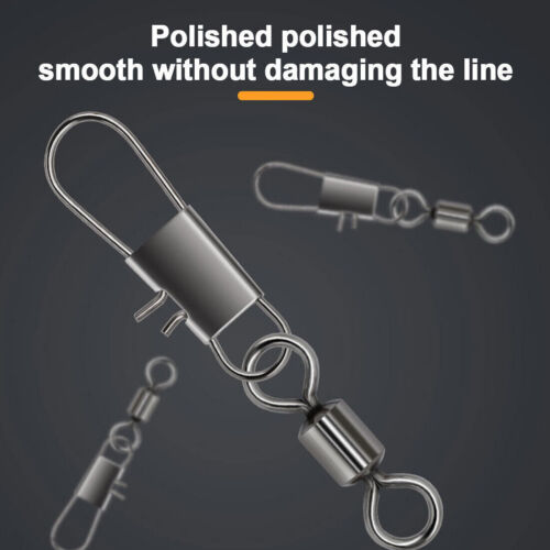 9KM Interlock Snap Rolling Swivel 50Pcs Stainless Steel Fishing Cross Lock Snaps - Picture 3 of 22