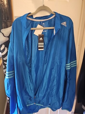 Adidas RESPONSE Men's Wind Breaker Running Jacket Blue 2XL XXL New
