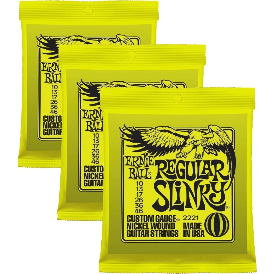 Ernie Ball 2221 Regular Slinky Electric Guitar Strings 10's 10-46 3 Packs New