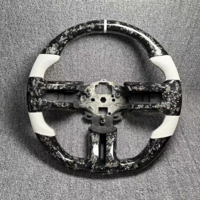 Real Forged Carbon Fiber White Steering Wheel for Ford Mustang GT 2012-2014