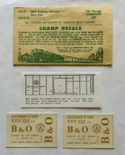 CHAMP HO DECAL-BALTIMORE & OHIO/B&O WAGON TOP EXPRESS BOX CAR-DULUX GOLD - HB-21