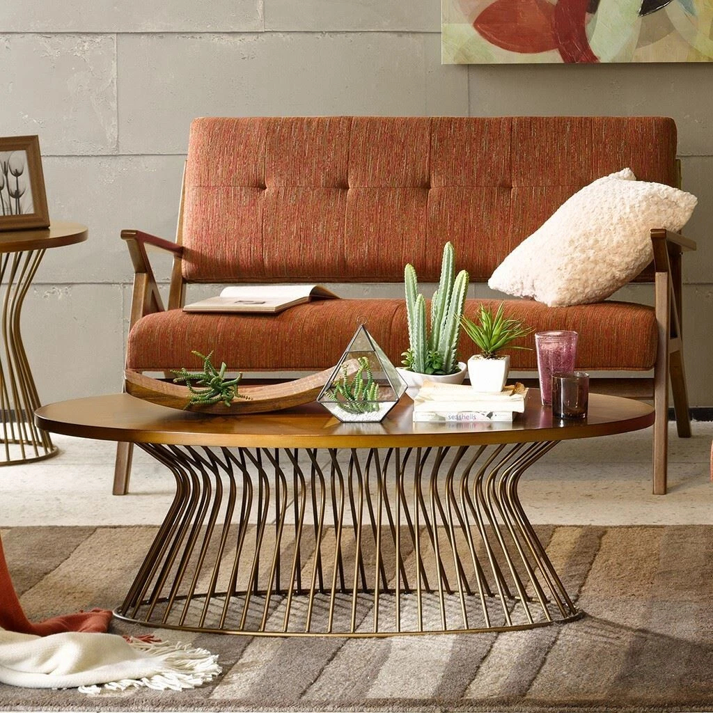 Wood and bronze coffee table deals