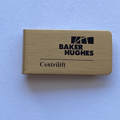 Baker Hughes Centrilift Money Clip VTG Promotional Goldtone Baker Oil Tools