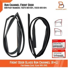Front Door Glass Run Window Channel For Honda Civic 91-95 3DRS DX EX CX SI EJ EG