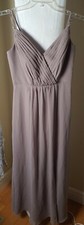 Davids Bridal Sz6 Gray Long Formal Prom Bridesmaid Jeweled Spaghetti Strap Dress