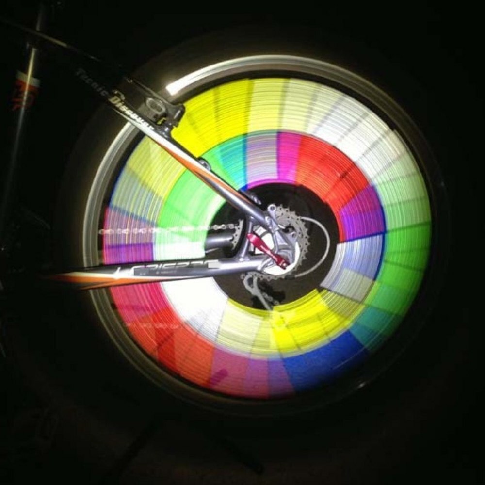 BRIGHT Bike REFLECTOR Lot SPOKE light SAFETY Rainbow CYCLE Tire Night Ride  Race