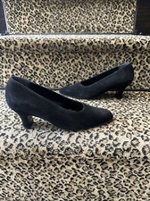 Robert Clergerie Vintage 80s Black Suede Iconic High Cut Kitten Heel Pumps 6