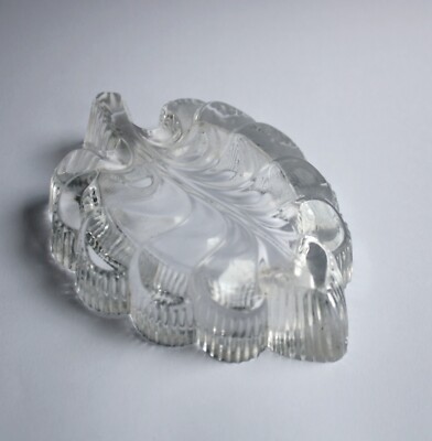 FRENCH CRYSTAL ASTRAY FIG LEAF ART OF WINE 60's