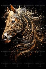 HORSE SURREAL FINE ART PRINT, Magical Animal Decor, Fantasy Mustang Poster Photo