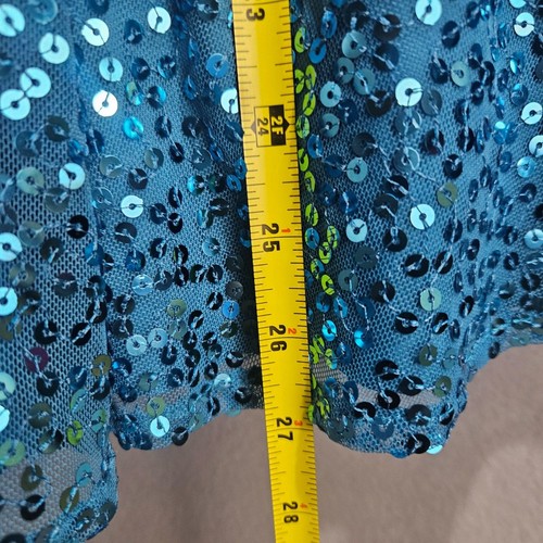 Betsey Johnson Pailletten Ballkleid türkis Satin trägerlos Größe 4 Mini - Bild 3 von 7