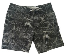 Prana Men's Board Shorts UPF50 Size 36 Black  White Swim Trunks Polyester Blend