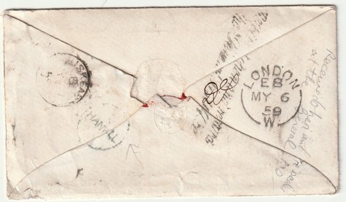 1859 HANWELL UDC IN CIRCLE LOOE H/S FOUND OPEN AND RESEALED AT THE GENERAL P O - Picture 2 of 3