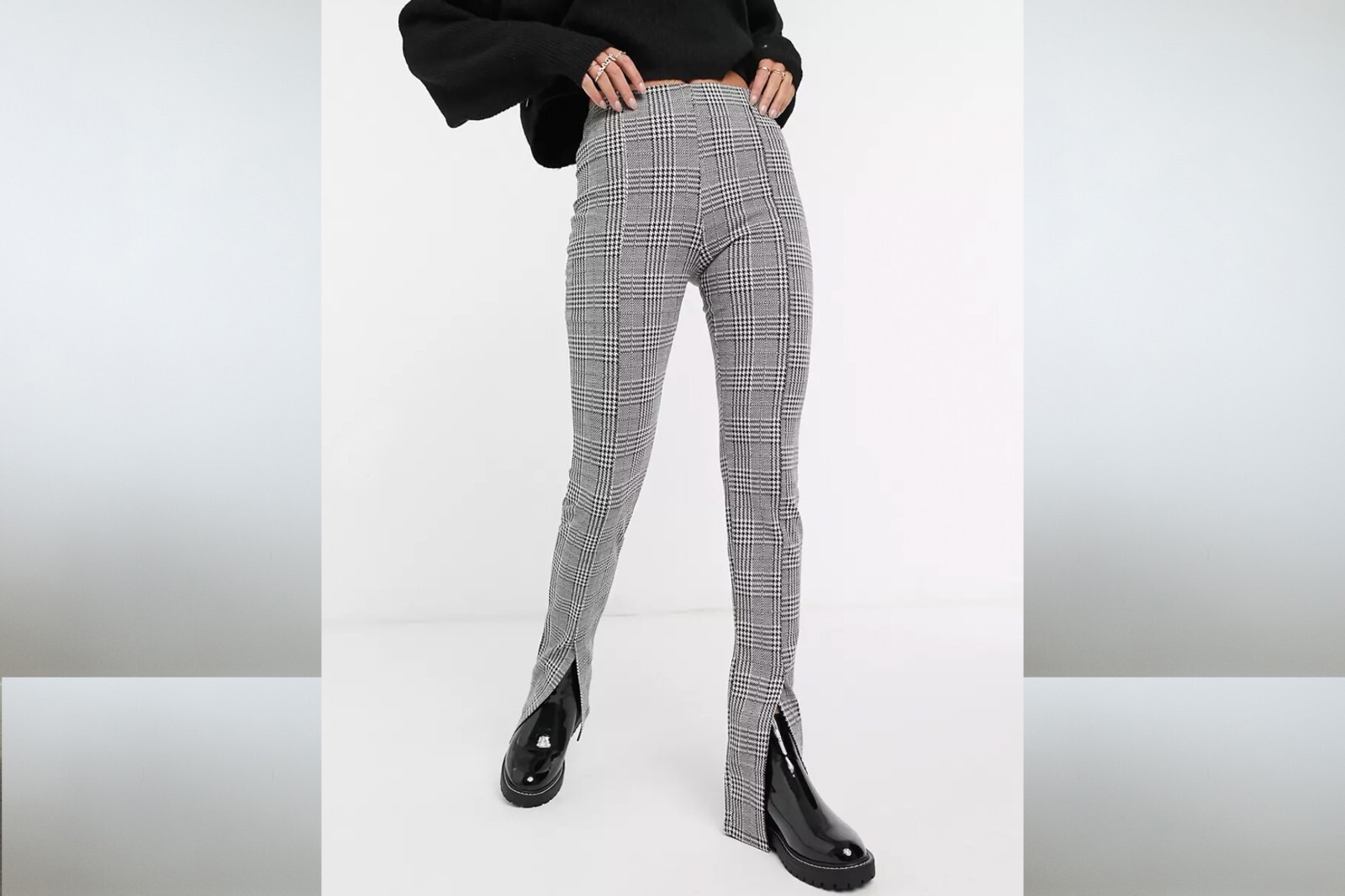 Pull & Bear Check Pants with Split in Front Size S - image 1