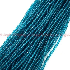 Classic Small Natural 3mm Faceted Blue Spinle Gemstone Loose Beads 15in Strand
