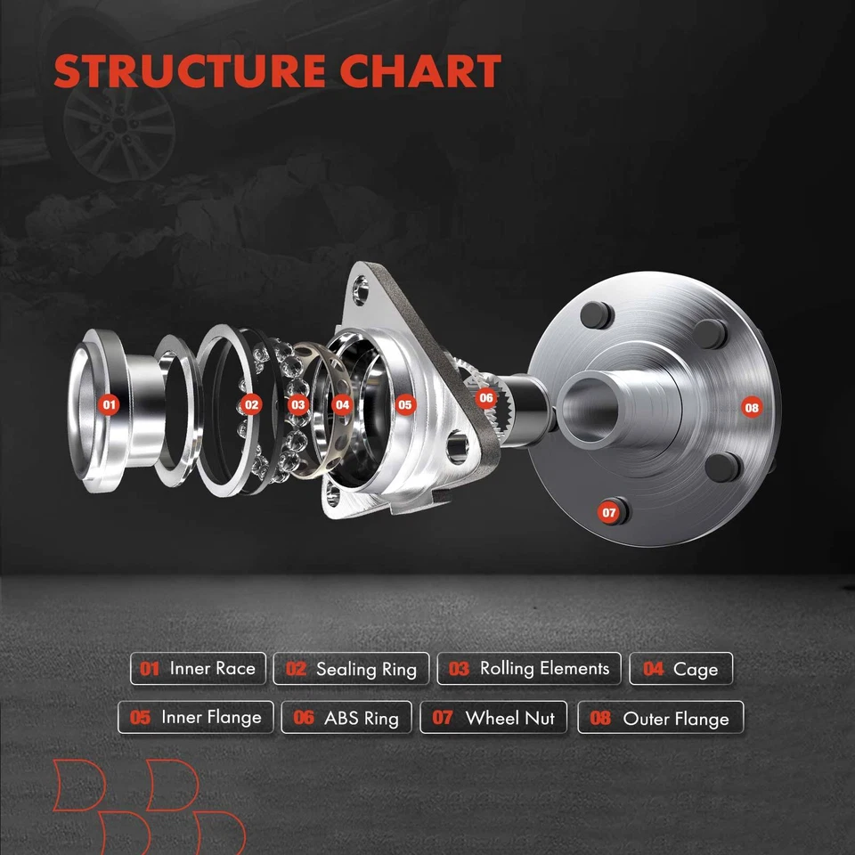 2x Conjunto de buje de cojinete de rueda trasero derecho y derecho para Toyota Yaris iA Yaris Scion iA tracción delantera Foto 2 de 4