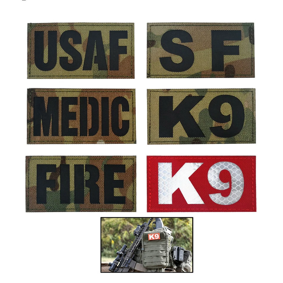 IR Reflective SF K9 Dog MEDIC USAF FIRE Cost JF0 Hook Loop Patch Fastener Badge - Image 2 of 4