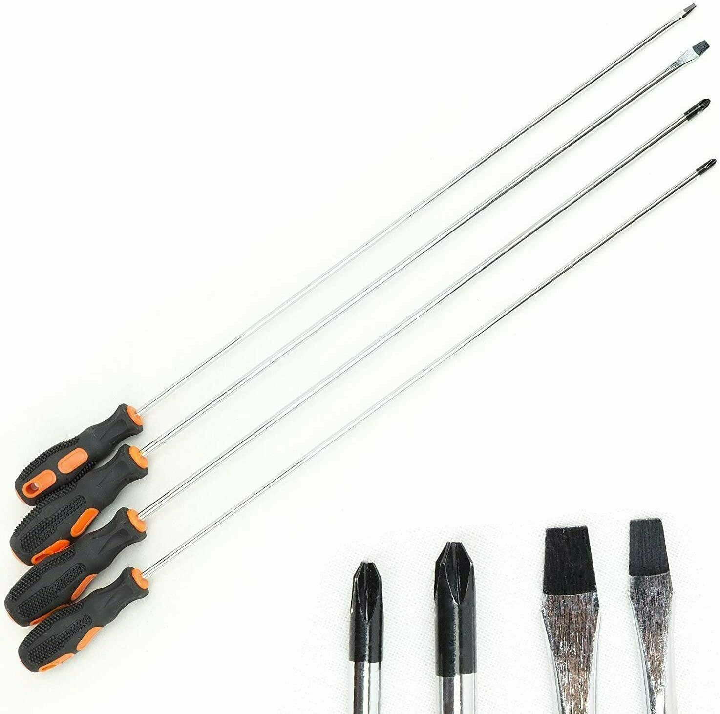 Set 4 cacciaviti giravite extra lunghi 450mm chrome vanadium con punta magnetica