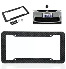 Black Car Carbon Fiber License Plate Frame Cover Front & Rear Universal USA Size