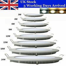 UK Ultra Slim Recessed LED Flat Panel Ceiling Spot Lights Downlights Spotlights