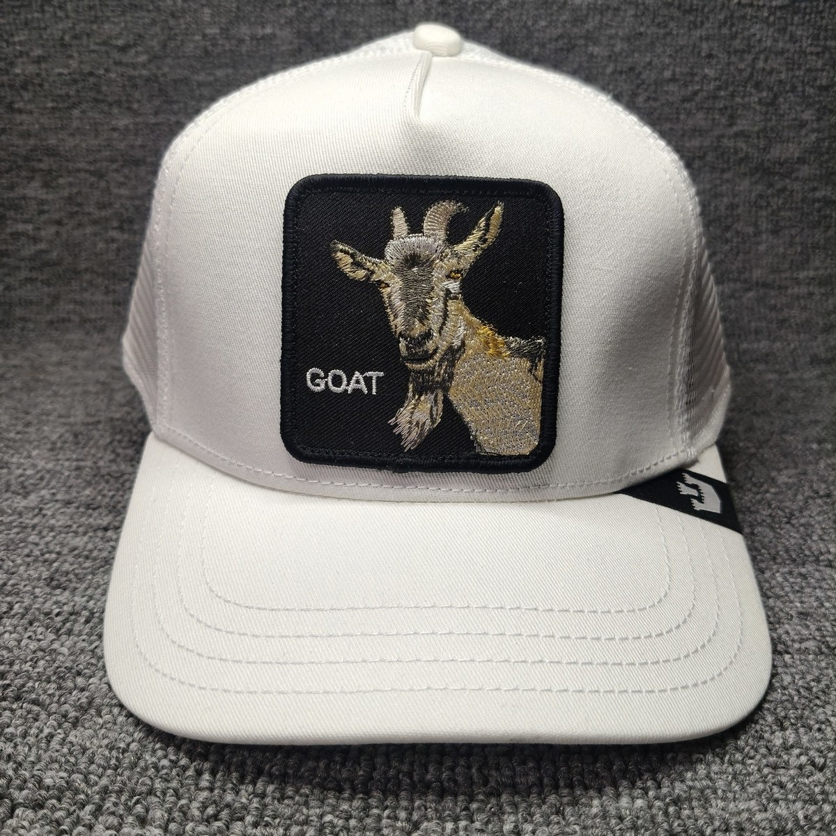 The Farm Goat Trucker Snapback White Mesh Back Hat Adjustable