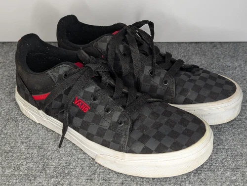 Vans Classic Seldan sneaker a scacchiera stringate basse nere grigie rosse giovani 4