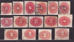 MEXICO^^^1890-95  sc#217..225  x15  used NUMERALS  CLASSICS@rum726mex27