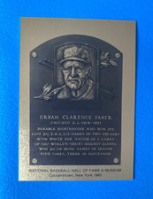 Red Faber White Sox Baseball Hall of Fame metallic plaque card