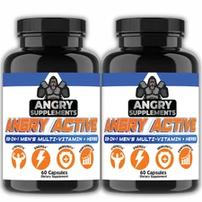 Angry Active Mens 23in1 Multi Vitamin Herbal Test Booster T Boost Supplement 2pk