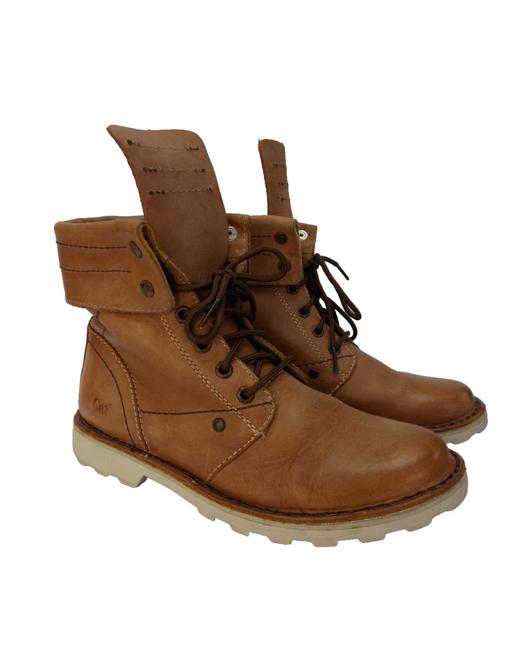 Caterpillar CAT Womens Brown Leather Wide Fit Combat Lace Up Chunky Boots UK 5 - Image 2 of 4