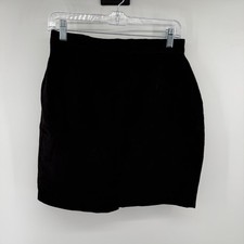 Vintage 100 Suede Leather Don't Stop Classics Black Mini Skirt Size 13/14