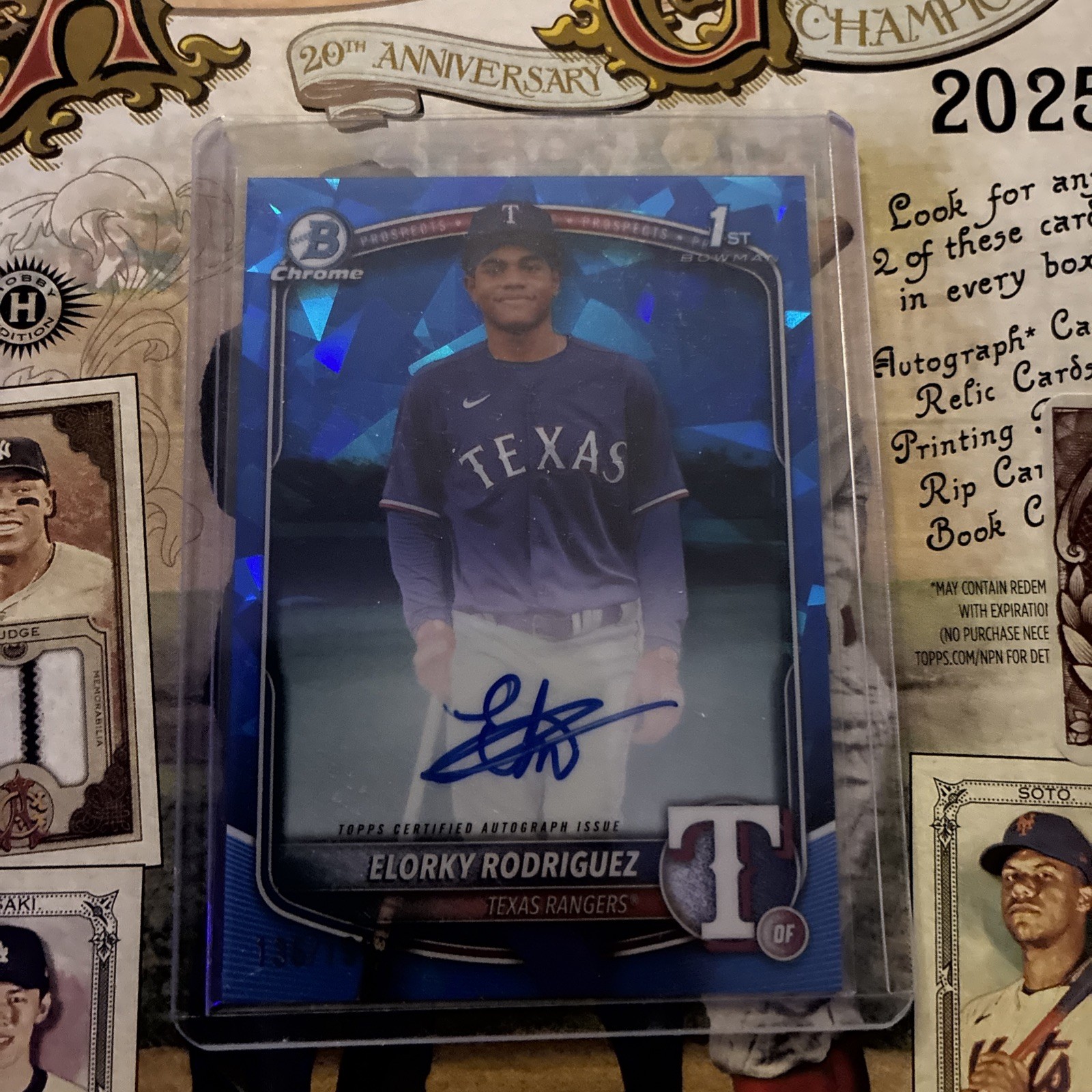 2025 Bowman Chrome Sapphire Elorky Rodriguez Auto /199 rangers