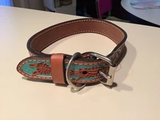 Western Leather 1st Rodeo Mexico Pet Dog Collar Heavy Duty Adjustable