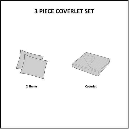 Madison Park Signature Serene Full/Queen 3 Piece Cotton Quilt Coverlet Set - 第 9/9 張圖片