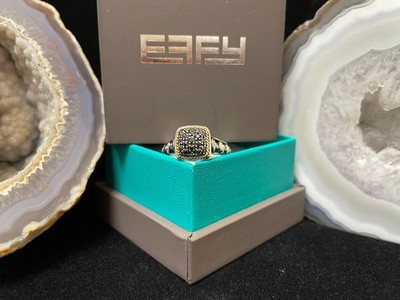 Effy 925 Sterling Silver & 18k Gold Accented Pave BlackDiamond