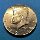 1969-D Kennedy Half Dollar, 40% Silver content, AU condition, FREE shipping