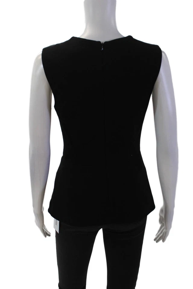 Blusa Top Jason Wu Mujer Torcida Frontal Cuello en V Sin Mangas Peplum Negra Talla 2 Foto 3 de 4
