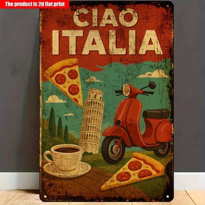 Vintage 'Ciao Italia' Italian Theme Metal Sign Kitchen/Italian Restaurant Decor