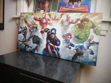 Canvas Captain America and The Avengers Unique Rare Art Print 11" x 19"